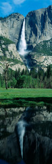 Poster - Upper and Lower Yosemite Falls and reflection in Spring, California