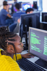 Junior high student using computer