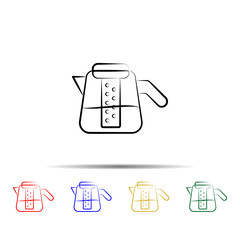 Wall Mural - Tea pot hand drawn multi color style icon. Simple thin line, outline vector of tea icons for ui and ux, website or mobile application