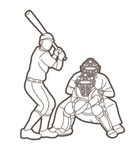 Baseball Player Action Cartoon Sport Graphic Vector.