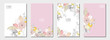 © Sptgallery - set of card template with pastel flowers bouquet on white and pink background