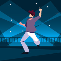 Wall Mural - young man dancing in nightclub