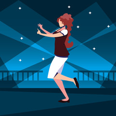 Wall Mural - young woman dancing in nightclub