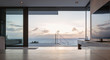 © Martin Barraud/Caia Image - Home showcase living room and patio with tranquil sunset ocean view
