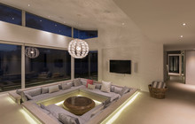 Illuminated Modern Luxury Home Showcase Interior Living Room With Chandelier