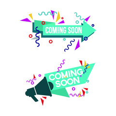 Aufkleber - Modern vector illustration banner ribbon coming soon. Web element. Isolated on white background.