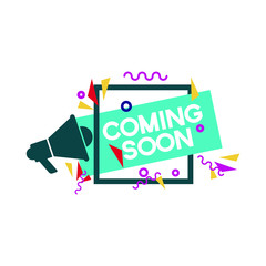 Aufkleber - Modern vector illustration banner ribbon coming soon. Web element. Isolated on white background.