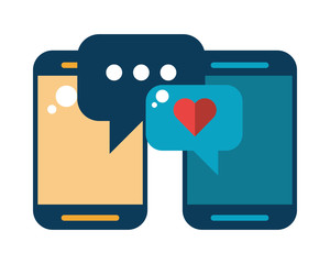 Canvas Print - smartphones devices with love speech bubbles