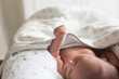 © Sam Edwards/Caia Image - Close up newborn baby boy laying in bassinet