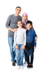 Canvas Print - Portrait of Muslim family on white background