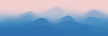 Abstract Vector Background. Imitation Of A Mountain Landscape, Hills In The Fog, The Color Of Dawn. Gradient Mesh, EPS10.