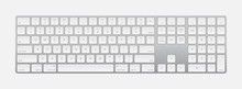 Modern Silver Laptop Bluetooth Keyboard Isolated On White. Minimalistic Keyboard With Black Buttons. Vector Illustration