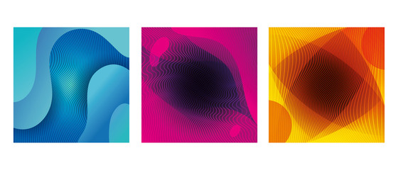 Sticker - set of waves background, geometric figures