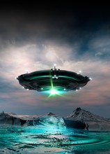 UFO Above Planet Surface, Illustration