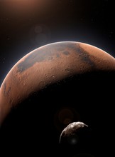 Artwork Of Mars And Phobos