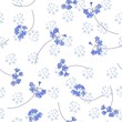 Summer background with delicate blue flowers. Floral seamless vector pattern printed on fabric, packaging, Wallpaper.