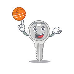 Poster - A mascot picture of key cartoon character playing basketball