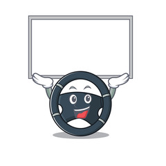 Sticker - A mascot picture of car steering raised up board