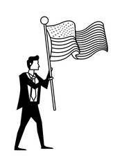 Sticker - businessman with united states american flag