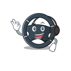 Poster - Smiley car steering cartoon character design wearing headphone