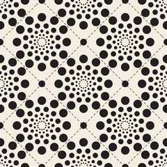 Wall Mural - seamless monochrome abstract flower from polka dot pattern background