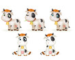 Baby little cow 3d cute calf toy cub cartoon character icons set design vector illustration
