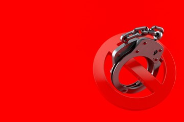 Poster - Handcuffs with forbidden symbol