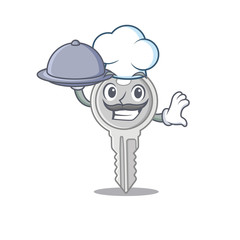 Sticker - cartoon design of key as a Chef having food on tray