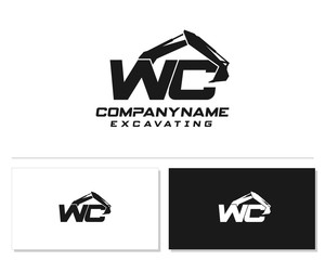 Wall Mural - Initial W C WC excavator logo concept vector with arm excavator template vector.