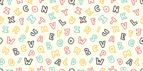 Alphabet illustration background. Seamless pattern. Vector. アルファベットのパターン