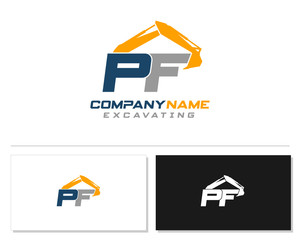 Wall Mural - Initial P F PF excavator logo concept vector with arm excavator template vector.