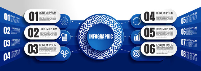 Wall Mural - infographic business data, process chart design template for presentation. abstract timeline elements, vector illustration, EPS10.