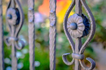 Wall Mural - Home fence closeup (forged metal)