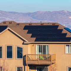 Poster - Square House with rooftop solar panels in Utah Valley