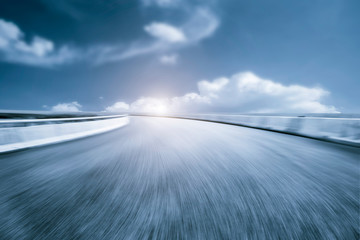 Wall Mural - Skyline of Asphalt Pavement and Blue Sky and White Cloud