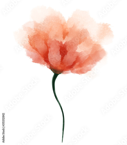 Dekoracja na wymiar  streszczenie-akwarela-kwiat-recznie-rysowane-pomaranczowy-kwiat