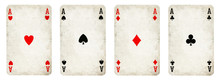 Four Aces Vintage Playing Cards - Isolated On White