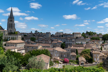 Wall Mural - panorama landscape view of Church in Saint-Emilion village panoramic in Bordeaux france