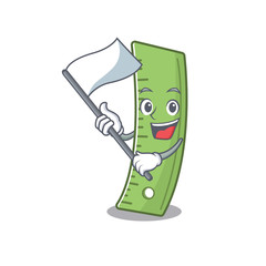 Sticker - Funny ruler cartoon character style holding a standing flag