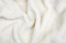 Draped White Artificial Wool Fur
