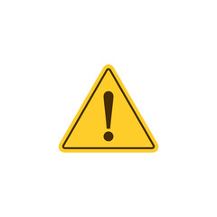 Hazard warning attention sign with exclamation mark symbol. Vector flat design yellow icon