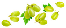 Green Grape Isolated On White Background With Clipping Path