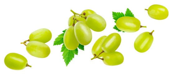 Green grape isolated on white background with clipping path