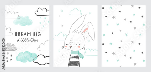 Fotomural Set of cute baby shower cards or nursery posters