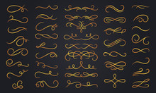 Decorative Ornamental Swirls. Retro Motifs Ornaments And Decorate Medieval Elements. Ornamental Filigree Curls, Elegant Filigree Antique Vintage Isolated Signs Vector Illustration Set