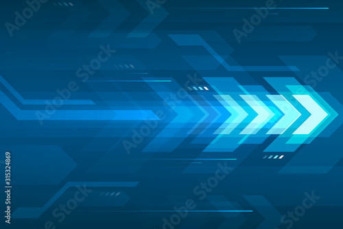 Cuadros en Lienzo Arrow speed abstract blue background, communication data transfer technology concept