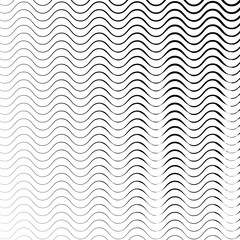 Canvas Print - Wavy linear pattern vector design. Stripped wave backdrop.