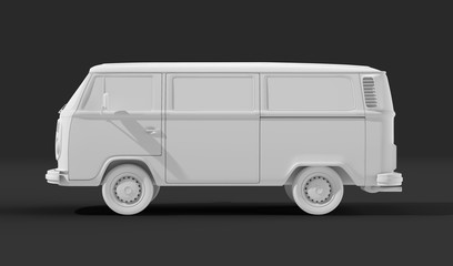 Mini bus template for car branding and advertising. 3D illustration. 