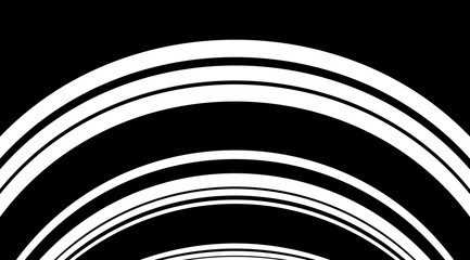 Canvas Print - Monochrome circle arc linear pattern design. Motion stripes optical illusion background.