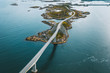 Drone aerial view of Atlantic Ocean Road, Norway